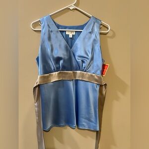 Isaac Mizrahi Blue and Gray Sleeveless Blouse